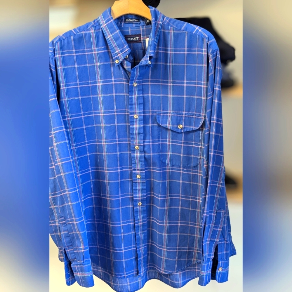 GANT fox hunt plaids men's button down dress shirt sz XL